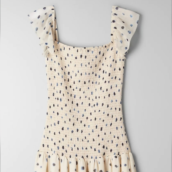 Aritzia Wilfred Eldorado White with Navy Silk Dress - Picture 4 of 9